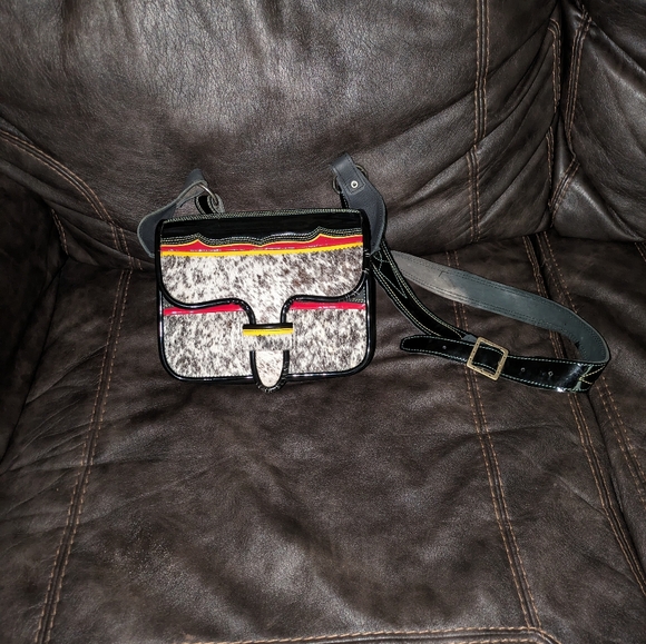 Columbia carrier genuine leather first unisexual messenger bag, multicolors - Picture 3 of 5